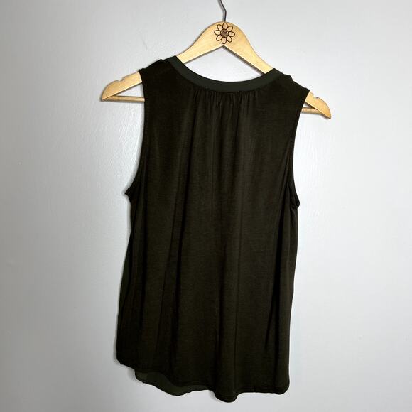 Loft Green V Neck Sleeveless Top - Picture 5 of 8
